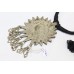 Tribal traditional silver pendant jewelry glass studded black thread P 695